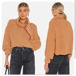 Free People Oversized Cowl Neck Pullover Sweater Be Yours Camel